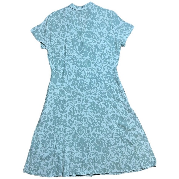 Eddie Bauer Rayon Floral Full Button Down Shirt Dress in Seafoam Sz L - Picture 11 of 13